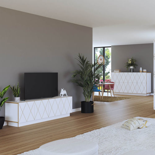 Mobile porta TV contemporaneo - ROMB - Radis Furniture - con ripiani / in legno compensato / in betulla