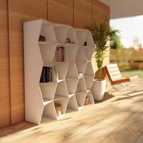Libreria contemporanea - MESH - Radis Furniture - in legno compensato / in betulla / bianca