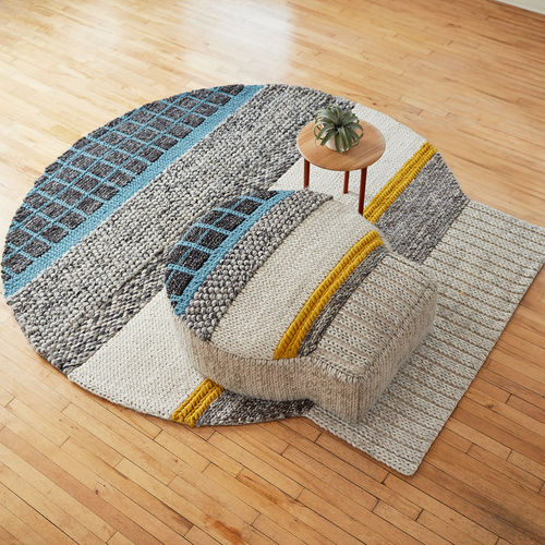 Pouf contemporaneo - MANGAS  - Haworth Europe - in tessuto / ovale / grigio
