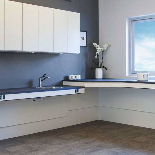 Piano di lavoro in laminato - FLEXICORNER - Ropox A/S - da cucina / grigio / blu