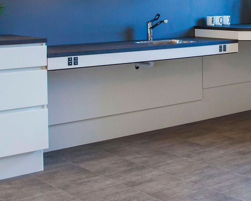 Piano di lavoro in acciaio - FLEXIELECTRIC - Ropox A/S - da cucina / grigio / blu