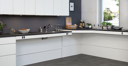Piano di lavoro in laminato - FlexiPlus - Ropox A/S - bianco / nero / con bordi quadrati