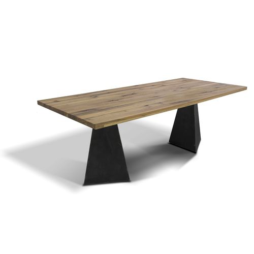 Tavolo contemporaneo - PYRAMIDE - Ecomatrix SRL - in rovere / in legno oliato / con supporto in acciaio verniciato
