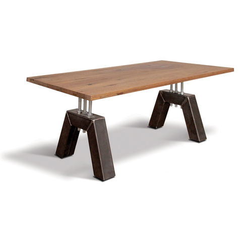 Tavolo design industriale - DETROIT - Ecomatrix SRL - in rovere / in legno oliato / con supporto in acciaio