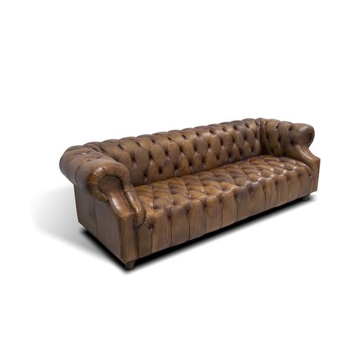 Divano chesterfield - Ecomatrix SRL - in pelle / con cuscino rimovibile / marrone