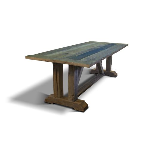 Tavolo in stile rustico - CROSSROAD - Ecomatrix SRL - in rovere / in pino / con supporto in quercia