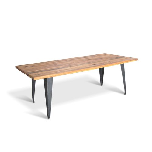 Tavolo da pranzo contemporaneo - SLIM CURVE - Ecomatrix SRL - in rovere / in legno oliato / con supporto in acciaio verniciato