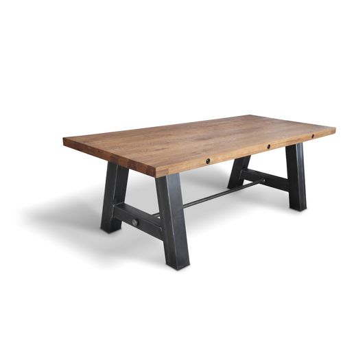 Tavolo da pranzo design industriale - BLOCK - Ecomatrix SRL - in rovere / in legno oliato / in acciaio