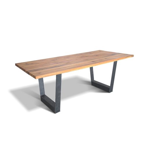 Tavolo contemporaneo - ADRIANO - Ecomatrix SRL - in rovere / in legno oliato / con supporto in acciaio verniciato