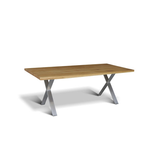 Tavolo contemporaneo - XAVIER - Ecomatrix SRL - in rovere / in legno oliato / con supporto in acciaio inossidabile