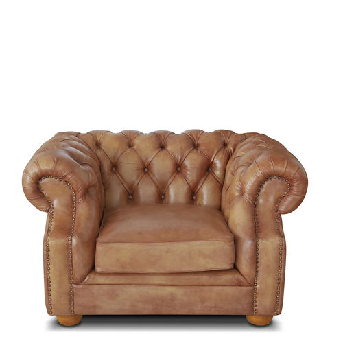 Poltrona chesterfield - Ecomatrix SRL - in pelle / grigia / nera
