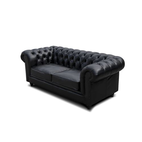 Divano chesterfield - SHORT - Ecomatrix SRL - in pelle / marrone / grigio