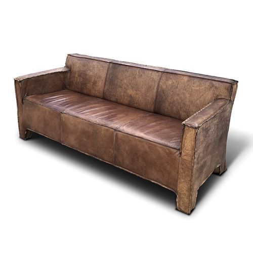 Divano vintage - STUTTGART  - Ecomatrix SRL - in pelle / marrone / grigio