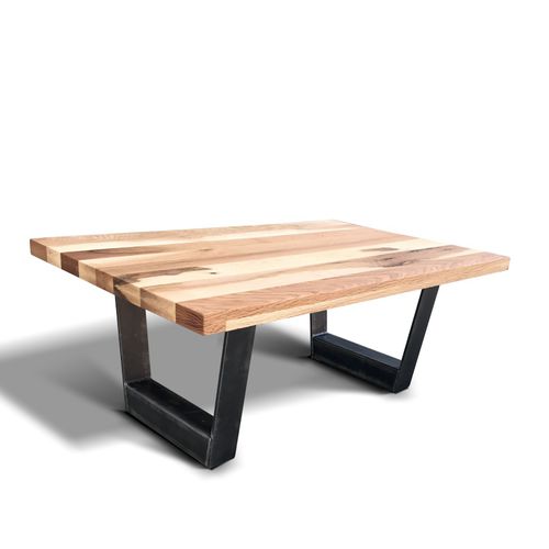Tavolino basso contemporaneo - ADRIANO - Ecomatrix SRL - in rovere / con supporto in acciaio verniciato / rettangolare