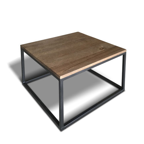 Tavolino basso contemporaneo - CUBE - Ecomatrix SRL - in rovere / con supporto in acciaio verniciato / rettangolare