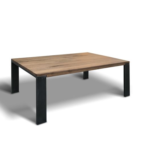 Tavolino basso contemporaneo - GEORG - Ecomatrix SRL - in rovere / con supporto in acciaio verniciato / rettangolare