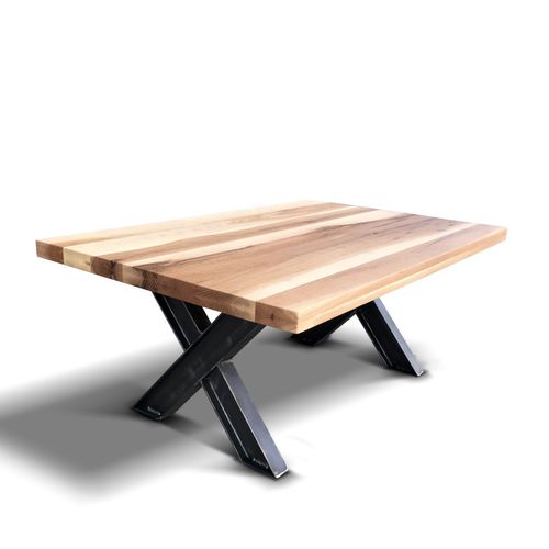 Tavolino basso contemporaneo - KREUZ - Ecomatrix SRL - in rovere / con supporto in acciaio / con supporto in acciaio verniciato
