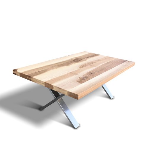 Tavolino basso contemporaneo - XAVIER - Ecomatrix SRL - in rovere / con supporto in acciaio / con supporto in acciaio verniciato
