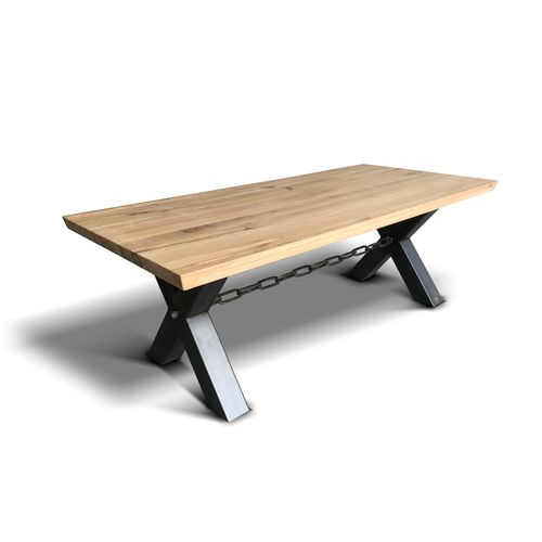 Tavolo contemporaneo - KETTE - Ecomatrix SRL - in rovere / con supporto in acciaio inossidabile / rettangolare