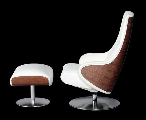 Poltrona relax contemporanea - manteau - STRÄSSLE Switzerland AG - in pelle / in legno / con poggiapiedi