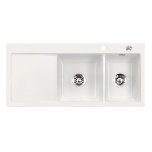 Lavello a 2 vasche - Mera - systemceram GmbH & Co. KG - con gocciolatoio / in ceramica / da incasso