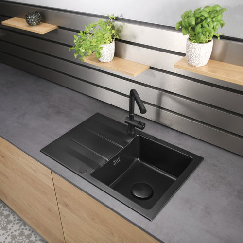 Lavello a 1 vasca - Genea 75 - systemceram GmbH & Co. KG - con gocciolatoio / in ceramica / da incasso