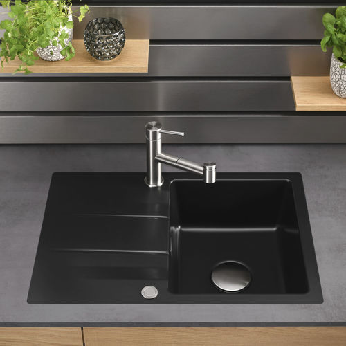 Lavello a 1 vasca - Genea 75 F - systemceram GmbH & Co. KG - con gocciolatoio / in ceramica / filo top