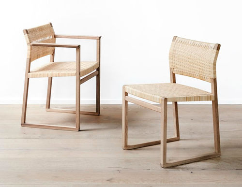 Sedia contemporanea - BM61 - Fredericia Furniture - da interno / in lino / in vimini