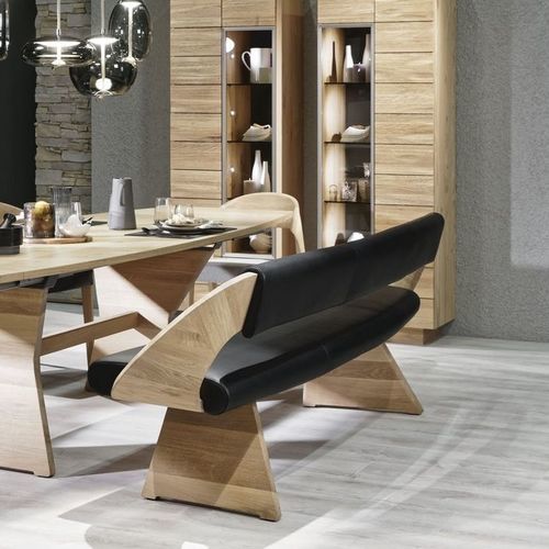 Divanetto imbottito contemporaneo - V-Montana  - Voglauer Möbelwerk Gschwandtner & Zwilling GmbH & Co. KG - in tessuto / in pelle / con supporto in quercia