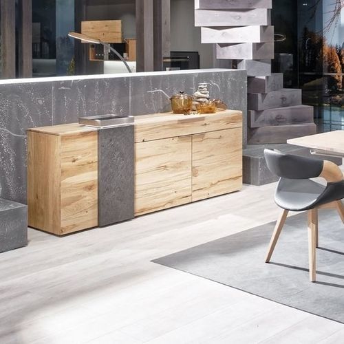 Credenza contemporanea - V-Alpin - Voglauer Möbelwerk Gschwandtner & Zwilling GmbH & Co. KG - in rovere / in pietra / con cassetti
