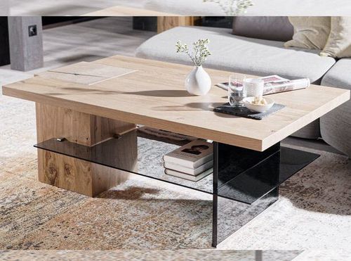 Tavolino basso contemporaneo - V-Alpin - Voglauer Möbelwerk Gschwandtner & Zwilling GmbH & Co. KG - in rovere / con supporto in quercia / con supporto in vetro