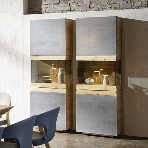 Vetrina contemporanea - V-Organo OV64A series - Voglauer Möbelwerk Gschwandtner & Zwilling GmbH & Co. KG - in rovere / in ferro / con illuminazione integrata