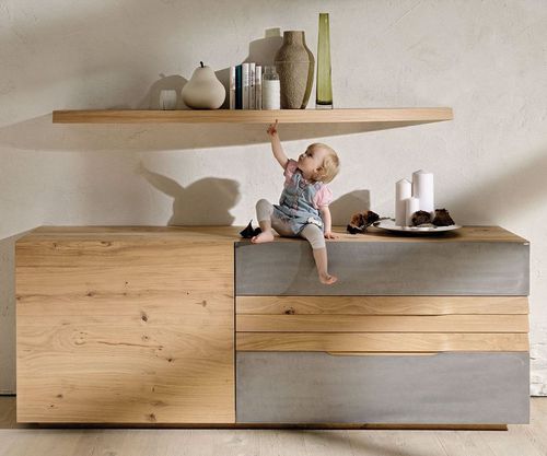 Credenza contemporanea - V-Organo - Voglauer Möbelwerk Gschwandtner & Zwilling GmbH & Co. KG - in rovere / in ferro / con cassetti