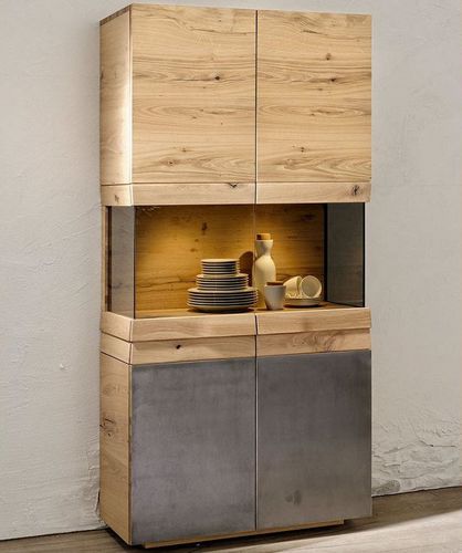 Vetrina contemporanea - V-Organo - Voglauer Möbelwerk Gschwandtner & Zwilling GmbH & Co. KG - in rovere / in ferro / con illuminazione integrata