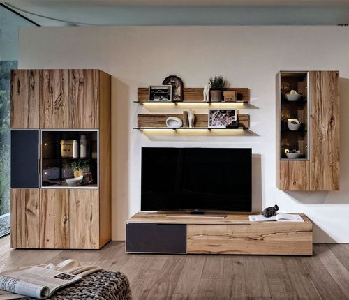 Parete attrezzata TV contemporaneo - V-Alpin - Voglauer Möbelwerk Gschwandtner & Zwilling GmbH & Co. KG - in rovere / in vetro / modulare