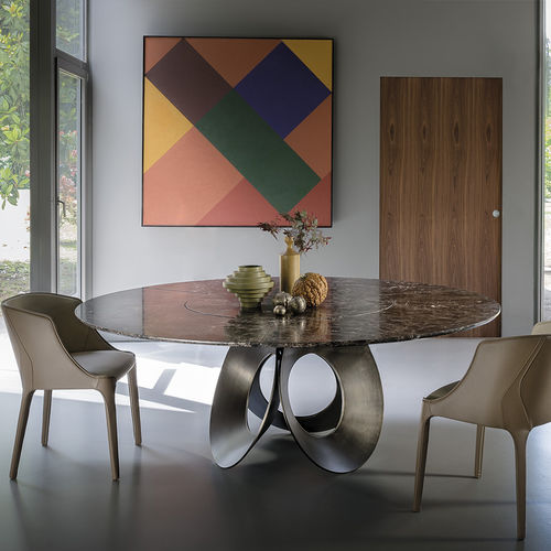 Tavolo da pranzo contemporaneo - ORACLE - arketipo - impiallacciato in legno / in vetro / in metallo