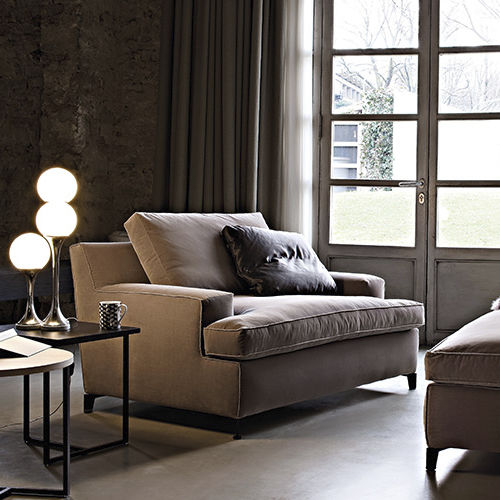Poltrona contemporanea - MALTA - arketipo - in tessuto / in legno / marrone