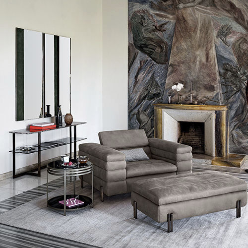 Poltrona contemporanea - MAYFAIR - arketipo - in tessuto / in pelle / in legno