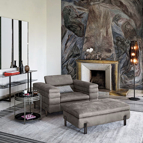 Ottomana contemporanea - MAYFAIR - arketipo - in velluto / in pelle / rettangolare