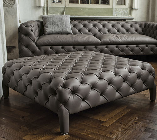 Ottomana chesterfield - WINDSOR - arketipo - in velluto / in pelle / quadrata