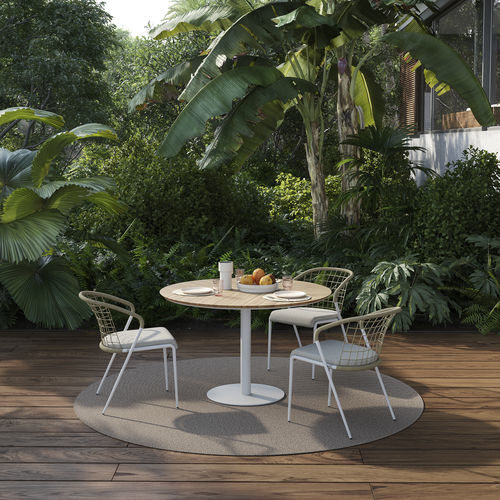 Tavolo da pranzo contemporaneo - BUTLER - Royal Botania - in teak / in ceramica / con supporto in acciaio inossidabile