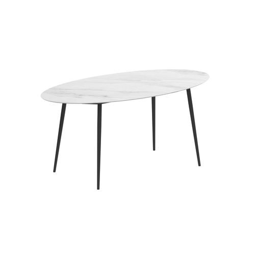 Tavolo alto contemporaneo - STYLETTO - Royal Botania - in ceramica / con supporto in alluminio / ovale
