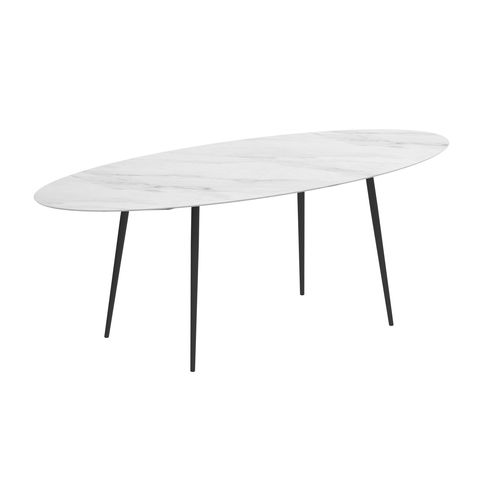 Tavolo alto contemporaneo -  STYLETTO - Royal Botania - in ceramica / con supporto in alluminio / ovale