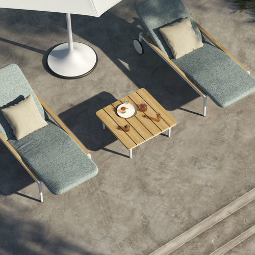 Tavolo d'appoggio contemporaneo - STYLETTO - Royal Botania - in teak / in ceramica / con supporto in alluminio