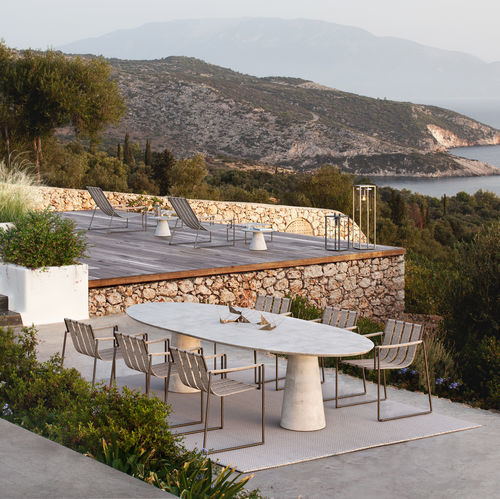 Tavolo da pranzo contemporaneo - CONIX - Royal Botania - in teak / in ceramica / in calcestruzzo