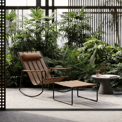 Poltrona design minimalista - STRAPPY - Royal Botania - in ecopelle / in acciaio inossidabile / con poggiapiedi