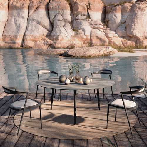 Tavolo da pranzo contemporaneo -  STYLETTO - Royal Botania - in teak / in ceramica / con supporto in alluminio