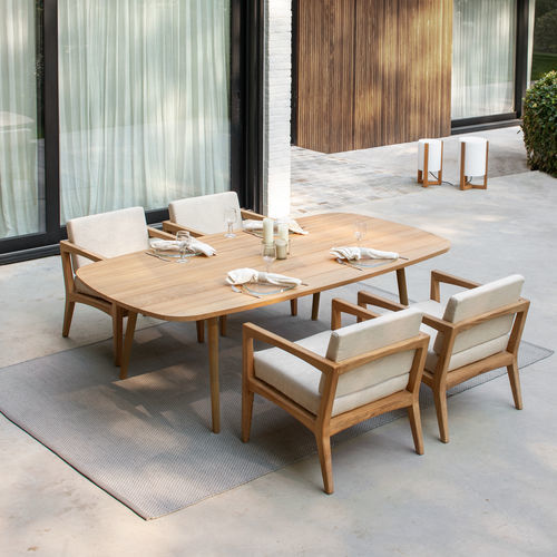 Tavolo da pranzo contemporaneo -  STYLETTO - Royal Botania - in teak / in ceramica / con supporto in alluminio
