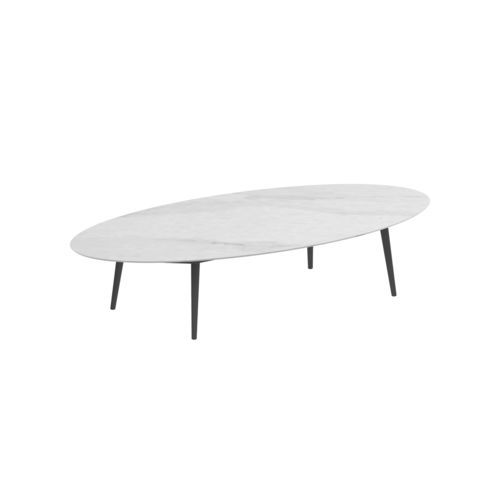 Tavolino basso contemporaneo -  STYLETTO - Royal Botania - in ceramica / con supporto in alluminio / ovale