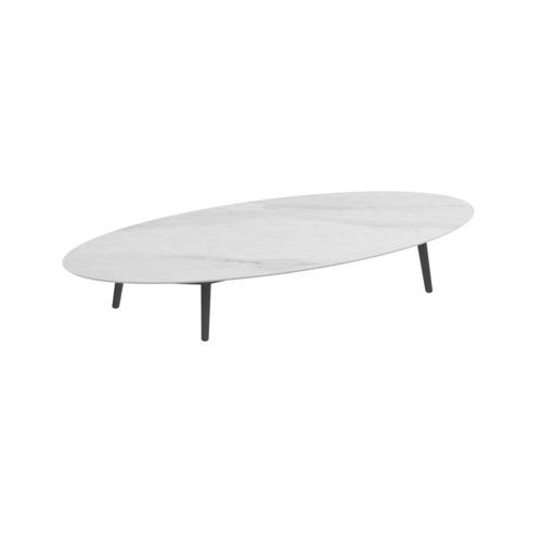 Tavolino basso contemporaneo - STYLETTO - Royal Botania - in ceramica / con supporto in alluminio / ovale